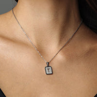 Thumbnail for Glitter Initial Necklace - Silver Necklace for a Woman - Woman Necklace - Letter Necklace Necklace Silver / A Brother & Sisters