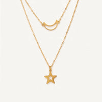 Thumbnail for Collier lune et étoile — photo produit sur fond blanc, or | SKU: letoile-g
