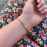 Thumbnail for Bracelet message — photo portée, taille réelle, or rose | SKU: lbat-rg