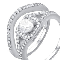 Thumbnail for Alliance et bague de fiançailles — photo produit sur fond blanc, argent | SKU: 497080-4.5-silver
