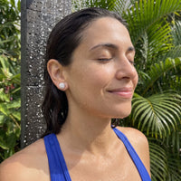 Thumbnail for Boucles d'oreilles carrées — photo portée sous la douche, waterproof, argent | SKU: 505263