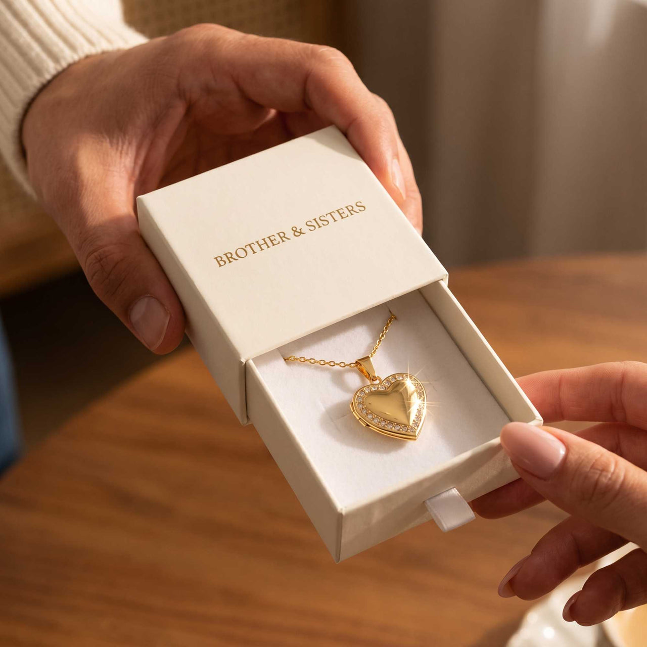 Collier Médaillon Photo Coeur Cristal