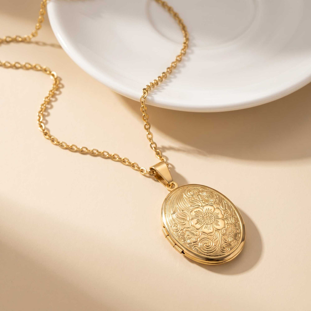 Collier Médaillon Photo Floral