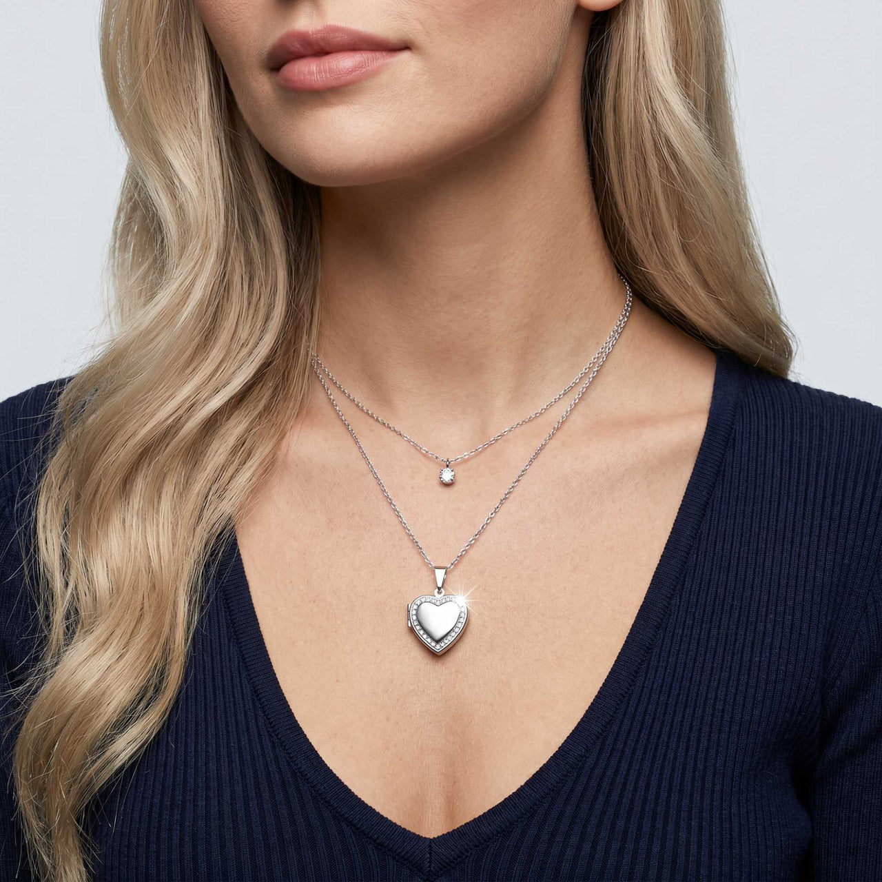 Collier Médaillon Photo Coeur Cristal