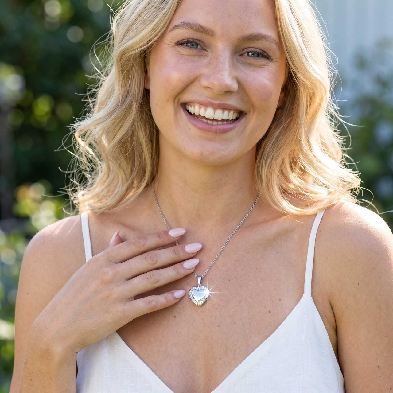 Collier Médaillon Photo Coeur Cristal