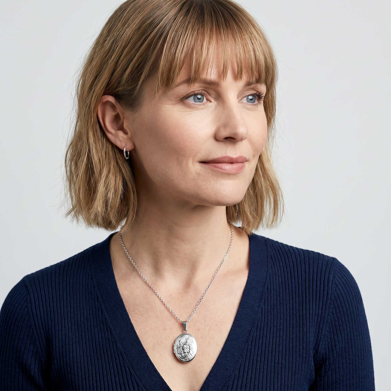 Collier Médaillon Photo Floral