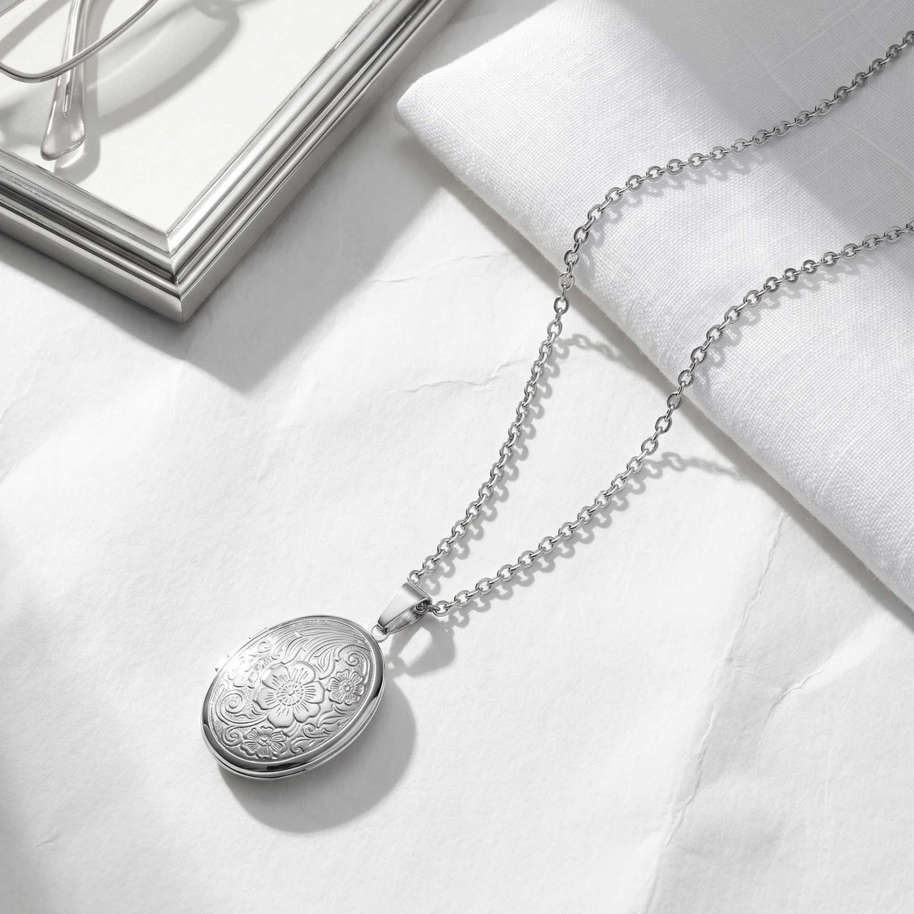 Collier Médaillon Photo Floral