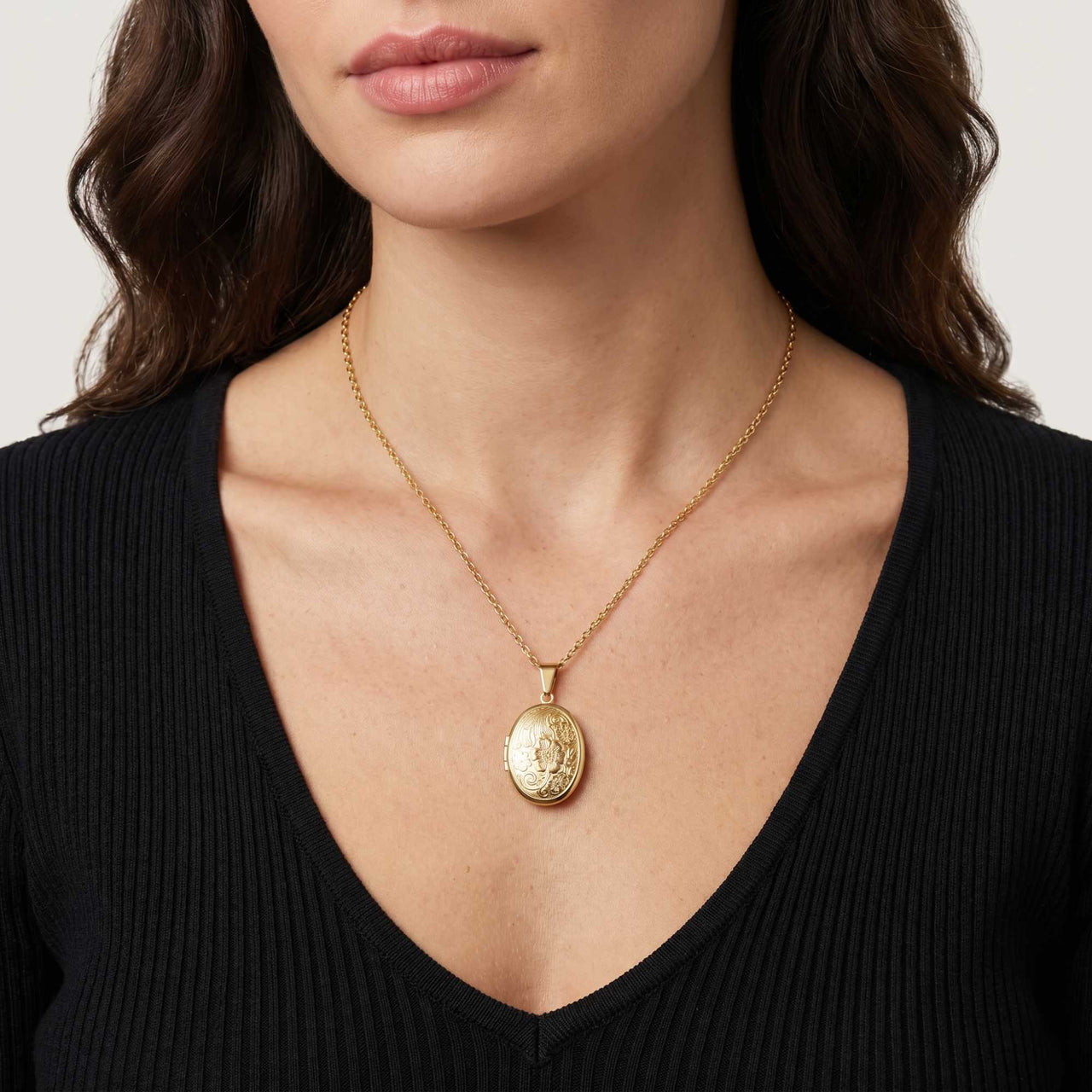 Collier Médaillon Photo Floral