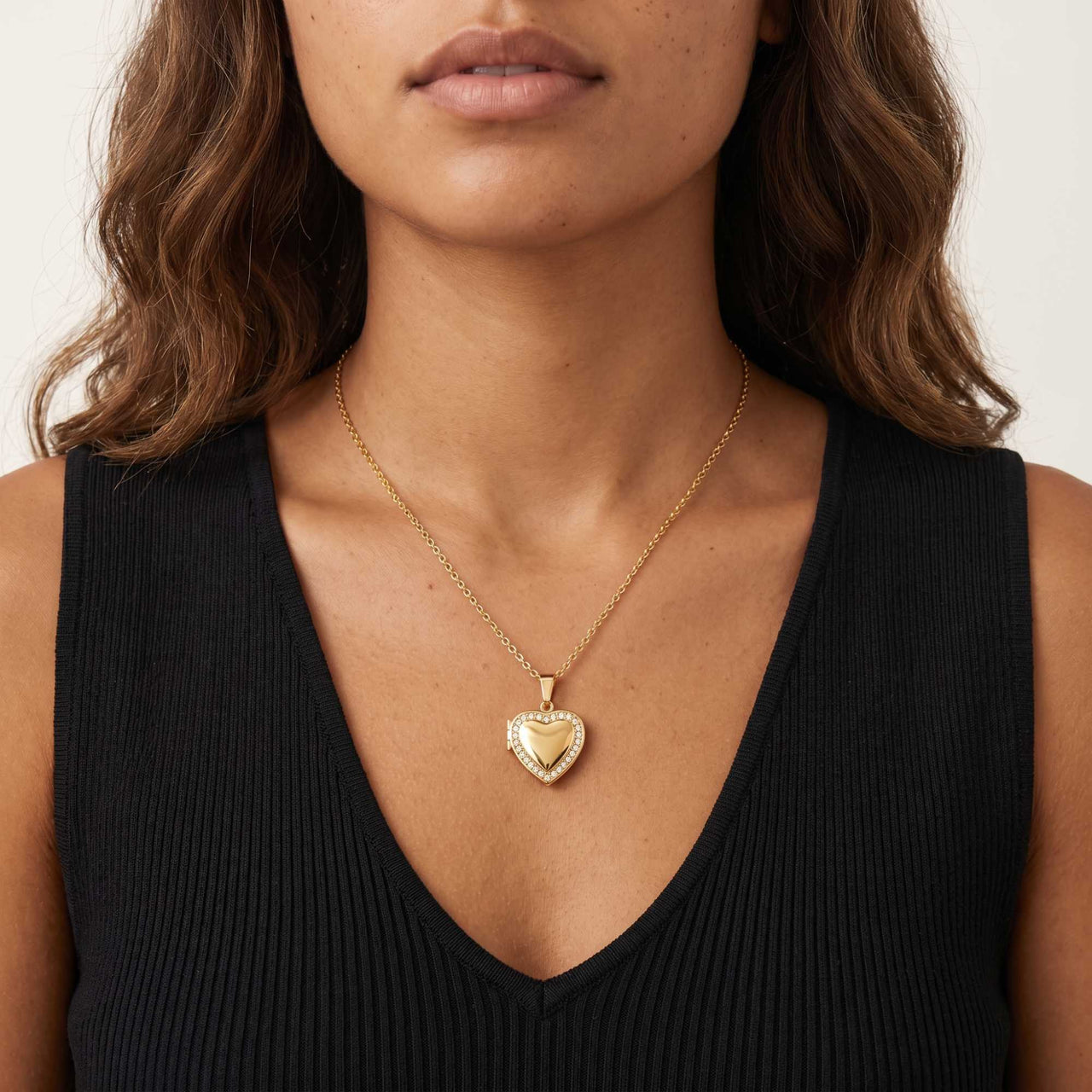 Collier Médaillon Photo Coeur Cristal