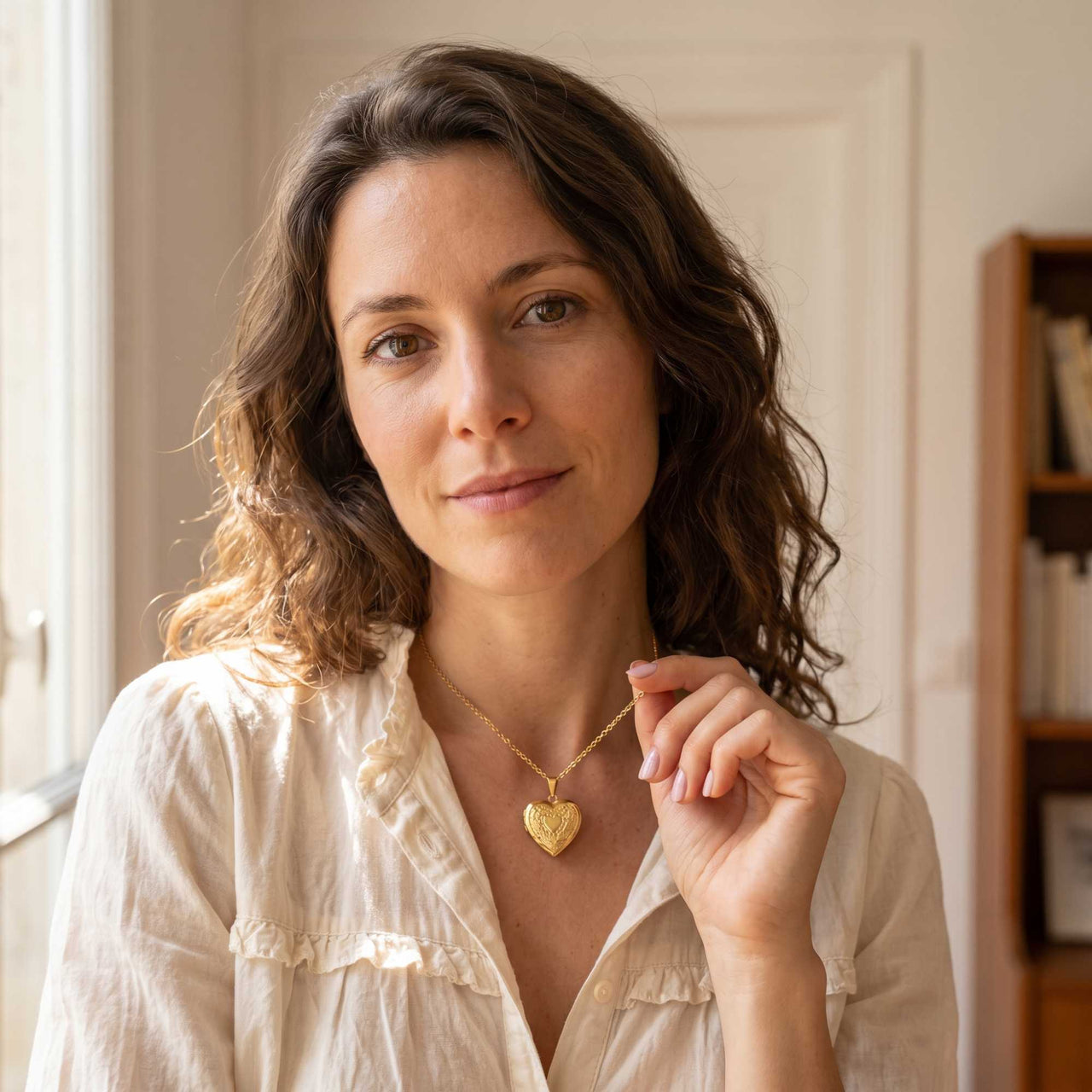 Collier Médaillon Photo Coeur Floral