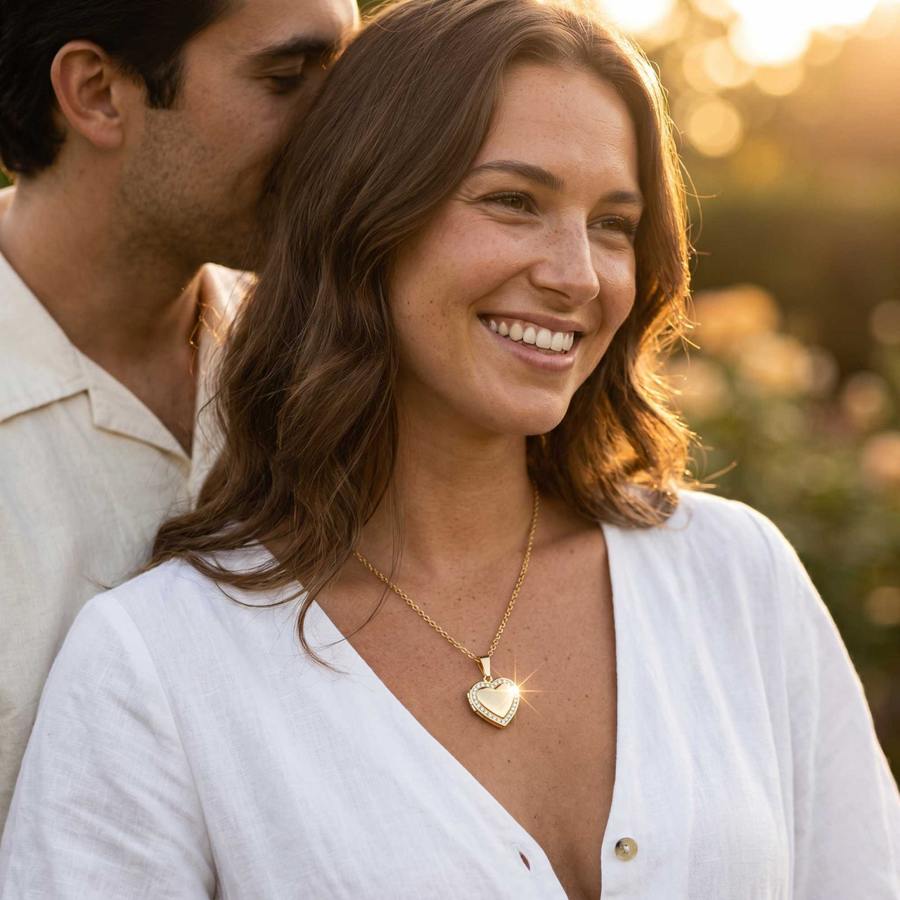 Collier Médaillon Photo Coeur Cristal