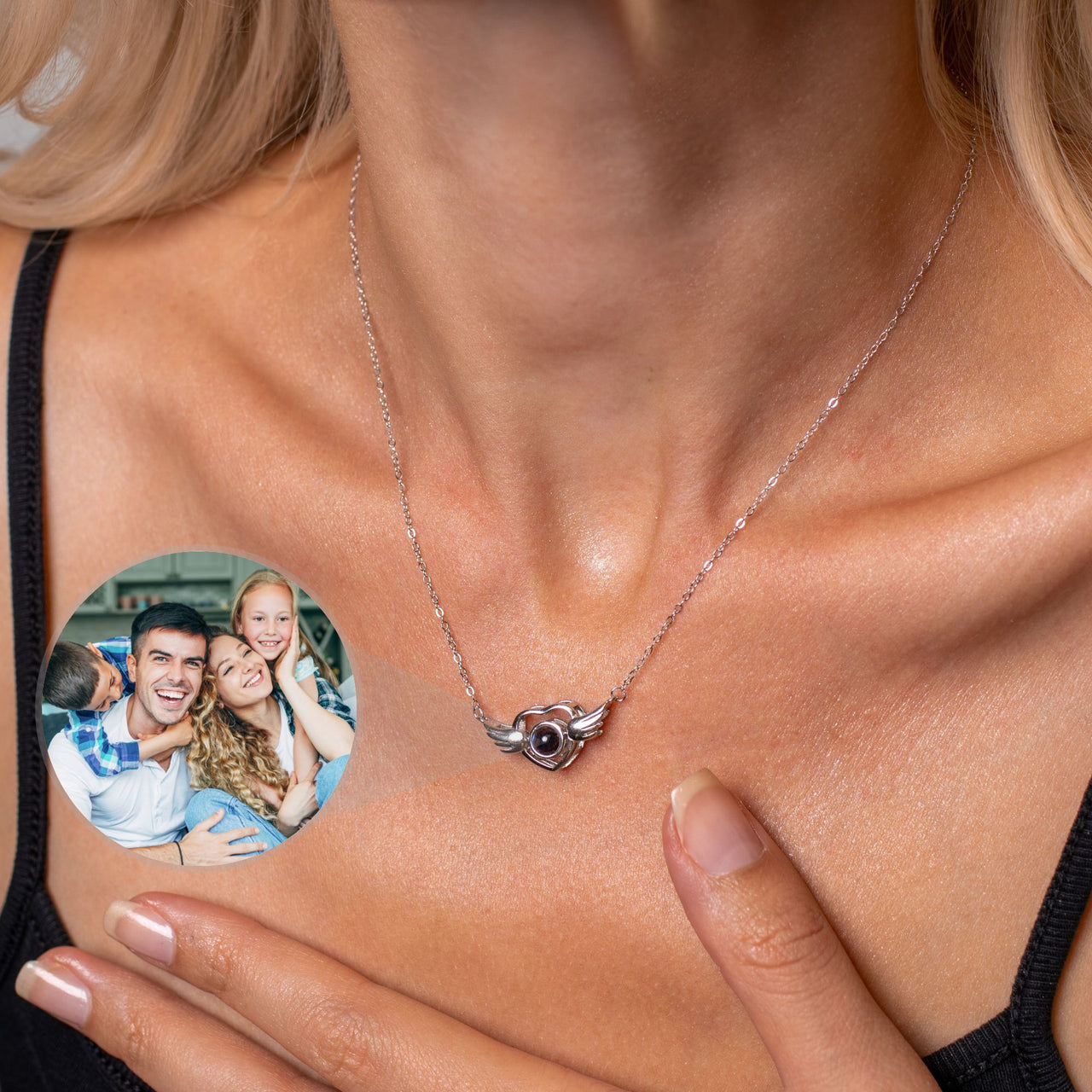 Flying Heart Photo Necklace