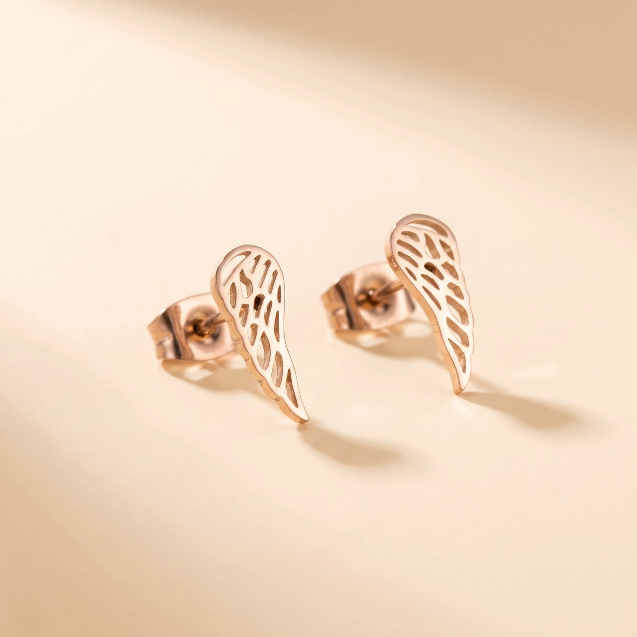 Angel Wing Stud Earrings, rose gold | SKU: 42008-rose-gold