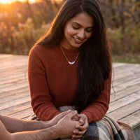 Thumbnail for Profile view of a woman wearing the silver necklace | SKU: 42001-silver