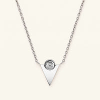 Thumbnail for Collier triangle — photo produit sur fond blanc, argent | SKU: 18048714-rhodium-plated