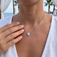 Thumbnail for Collier minimaliste — photo portée, taille réelle, argent | SKU: 18048714-rhodium-plated