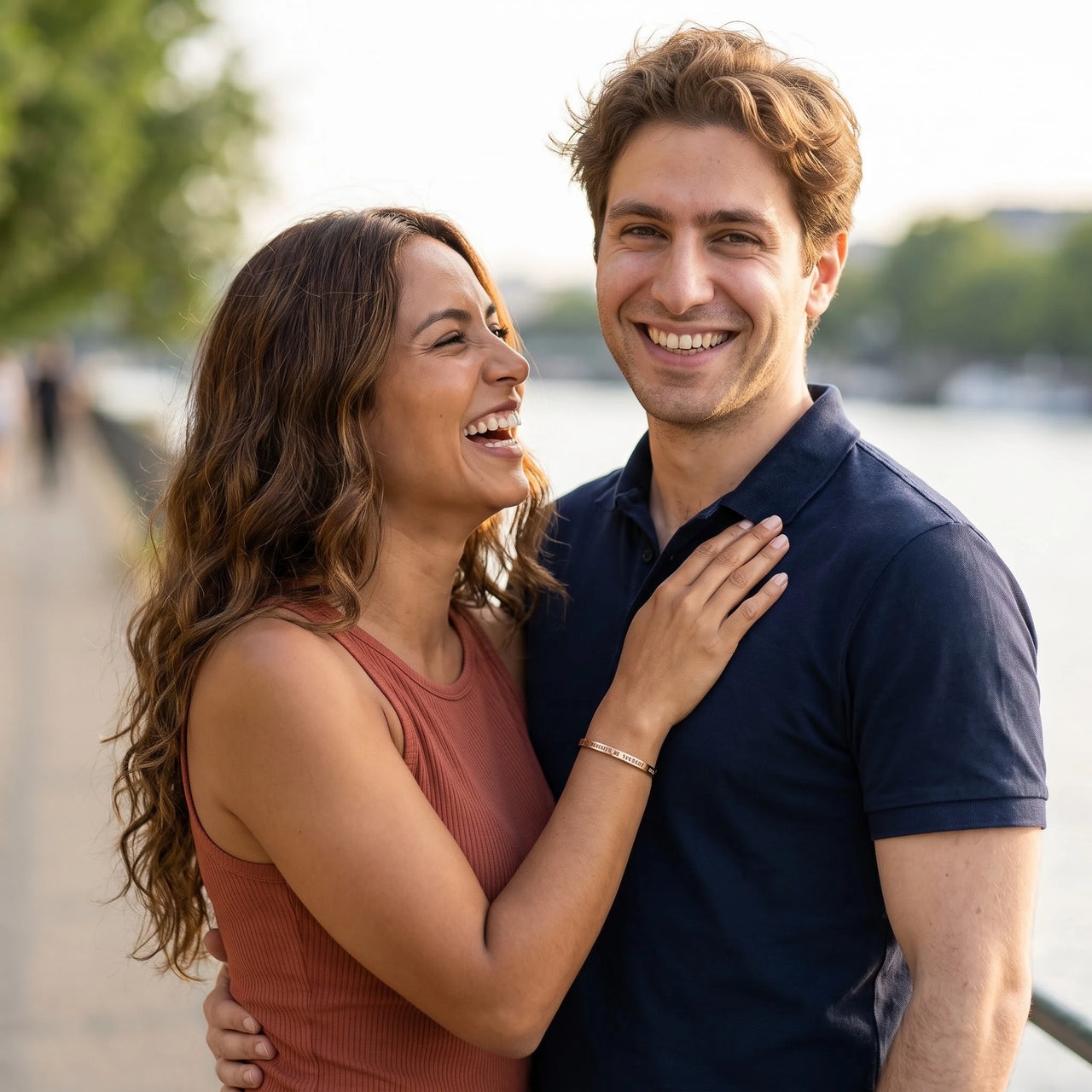 Bracelet confiance en soi — photo en couple, or rose | SKU: bgby-rg