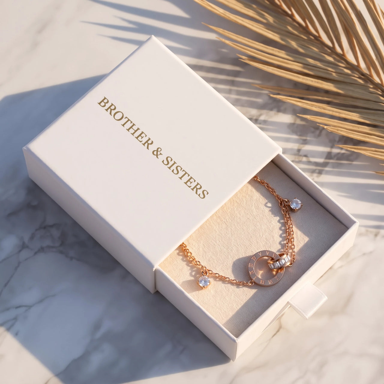 Rose gold bracelet in the Brother & Sisters gift box | SKU: 25535338-rose-gold