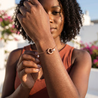 Thumbnail for Woman gently touching her rose gold bracelet | SKU: 25535338-rose-gold