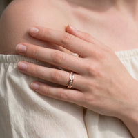 Thumbnail for Close-up of the Engagement Ring with Crystals in rose gold worn | SKU: 25535390-5-rose-gold