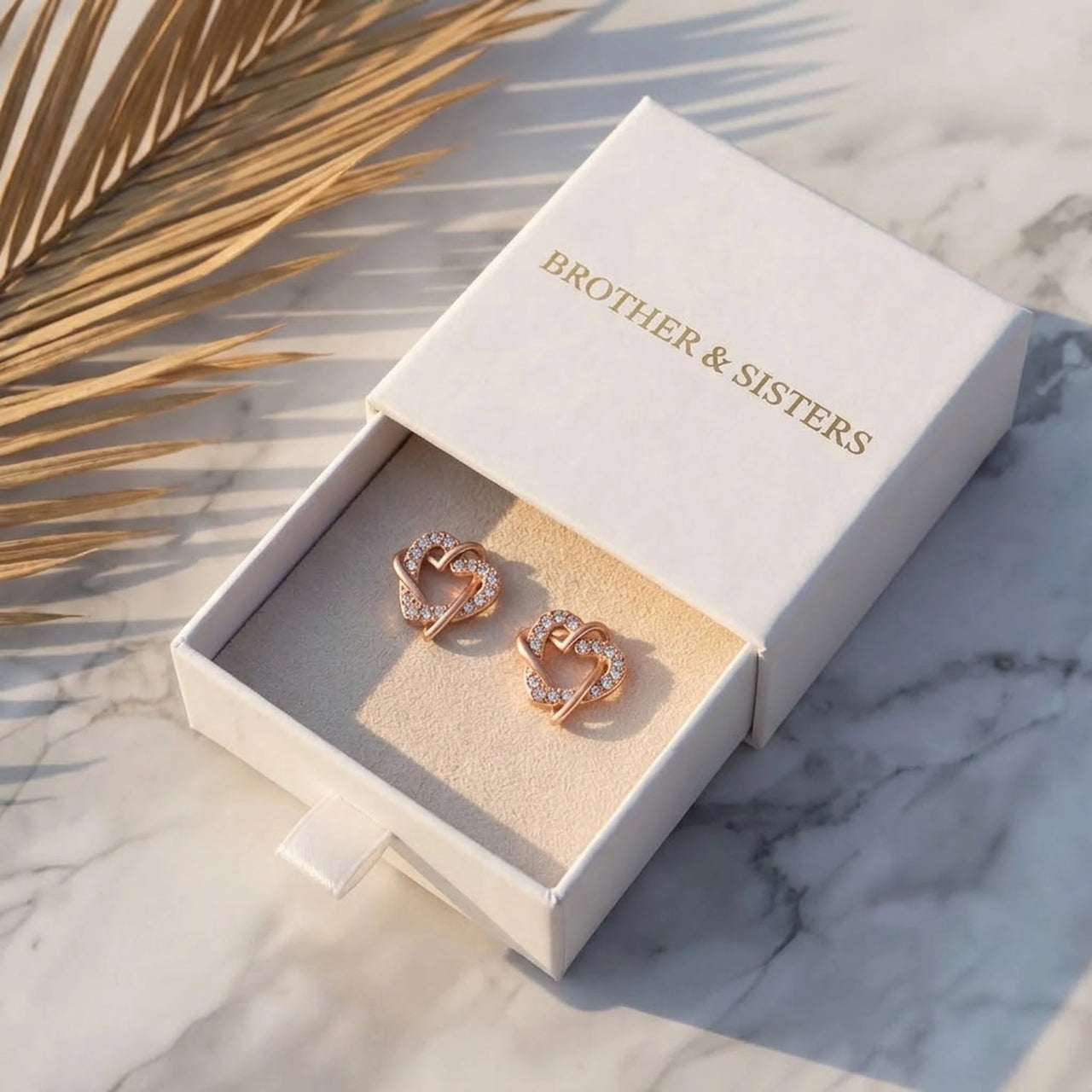 Boucles d'oreilles coeur — dans l'écrin cadeau, or rose | SKU: 419593-rose-gold