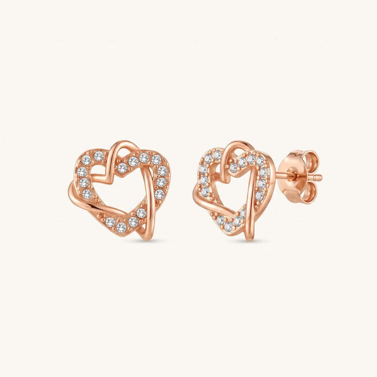 Boucles d'oreilles coeur — photo produit sur fond blanc, or rose | SKU: 419593-rose-gold