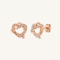 Thumbnail for Boucles d'oreilles coeur — photo produit sur fond blanc, or rose | SKU: 419593-rose-gold