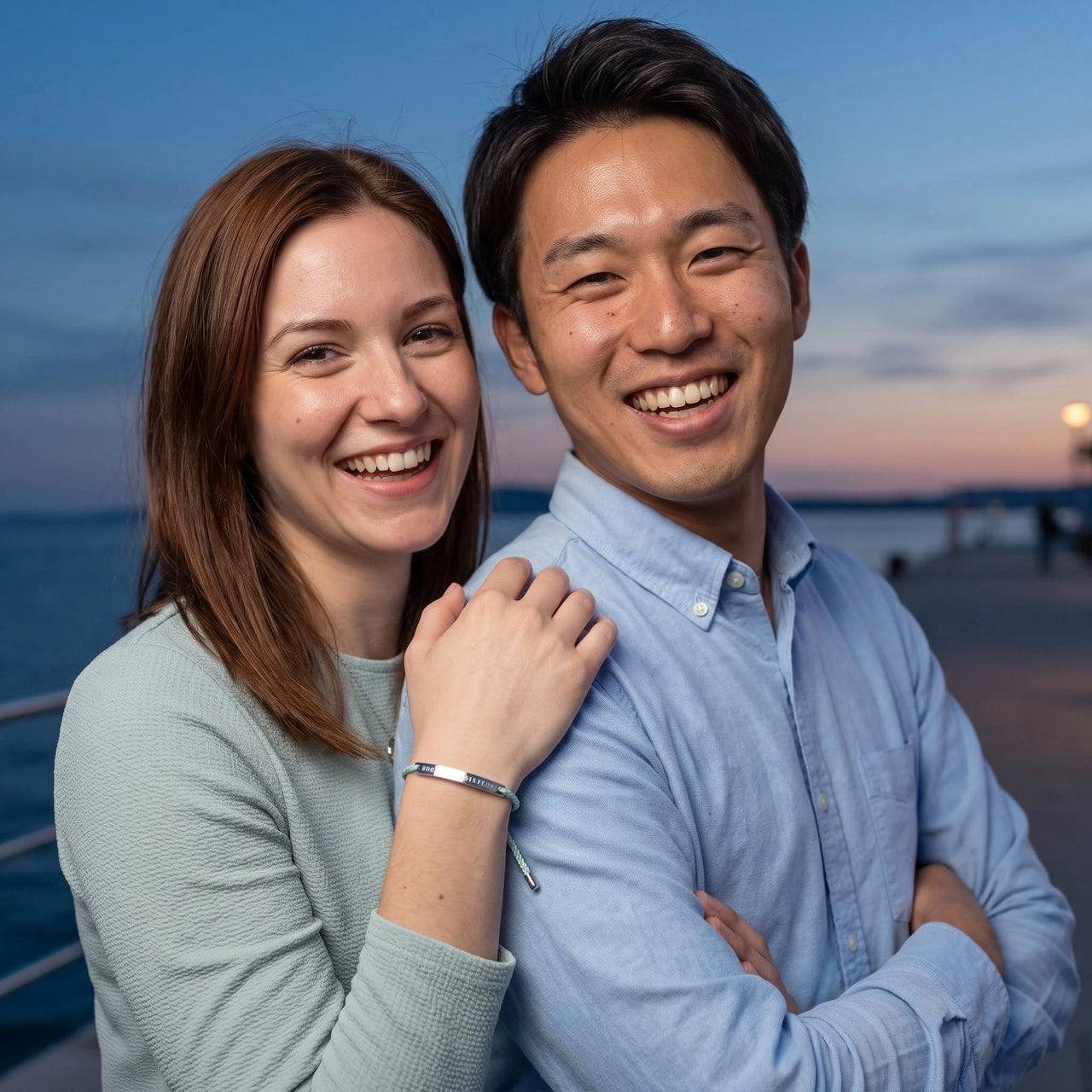 Bracelet tressé — photo en couple, argent | SKU: lamenthe-wg