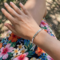Thumbnail for Bracelet blanc — photo portée, taille réelle, argent | SKU: laperle-wg