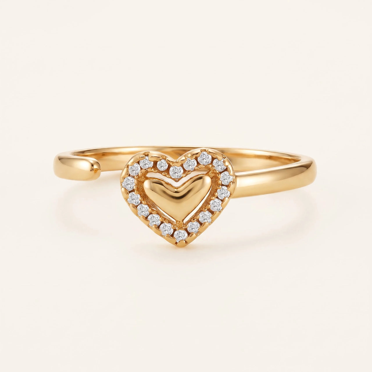Bague coeur — photo produit sur fond blanc, or | SKU: lecoeur
