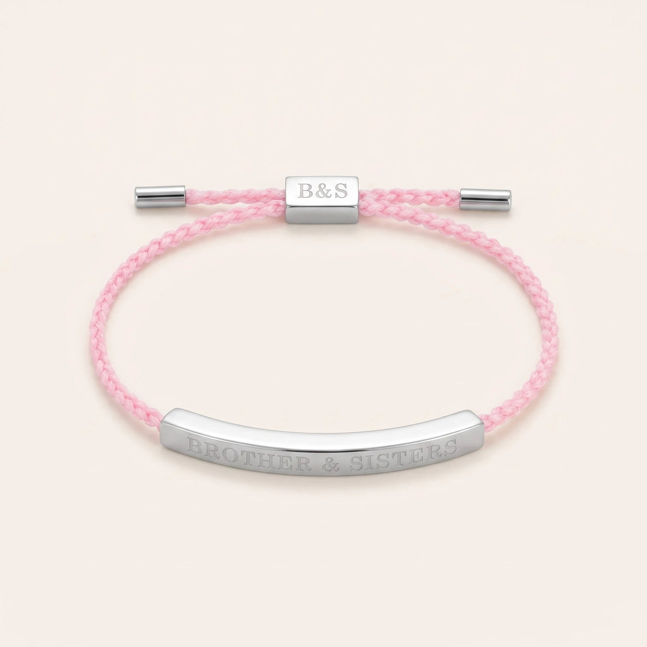Bracelet cordon rose — photo produit sur fond blanc, argent | SKU: lecorail-wg