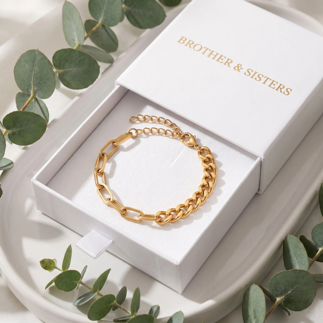 Bracelet maille trombone — dans l'écrin cadeau, or | SKU: ledouble