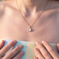 Thumbnail for Collier zircon — photo portée, taille réelle, or | SKU: lelunaire