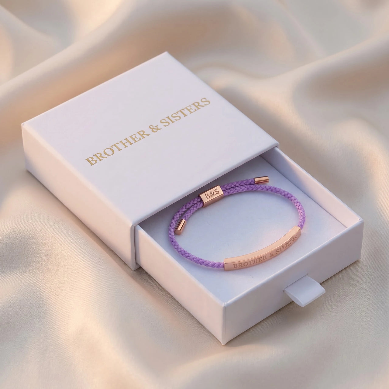Bracelet violet — dans l'écrin cadeau, or rose | SKU: lemauve-rg