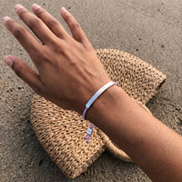 Thumbnail for Bracelet cordon femme — photo portée, taille réelle, argent | SKU: lemauve-wg