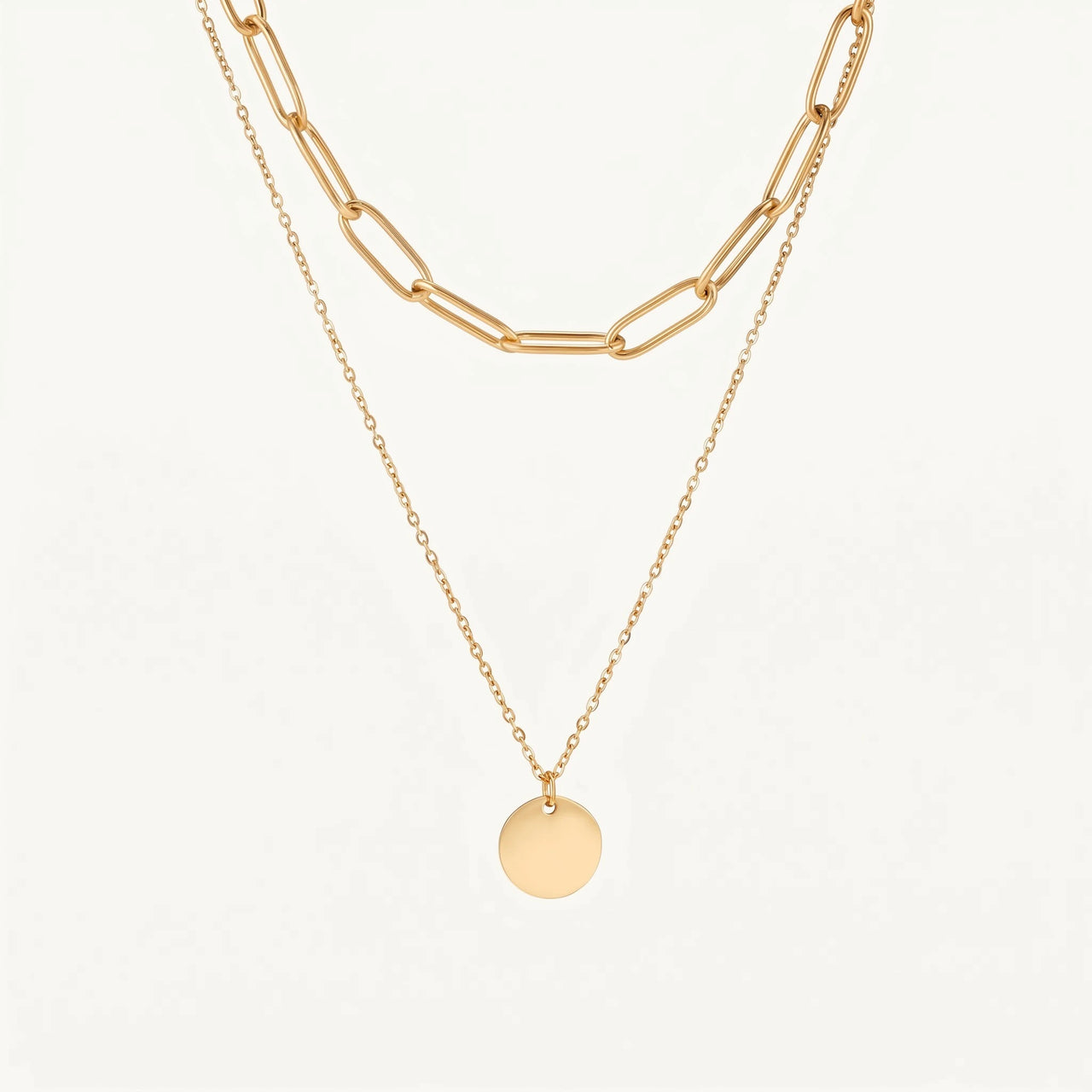 Collier médaille — photo produit sur fond blanc, or | SKU: le-tendance-g