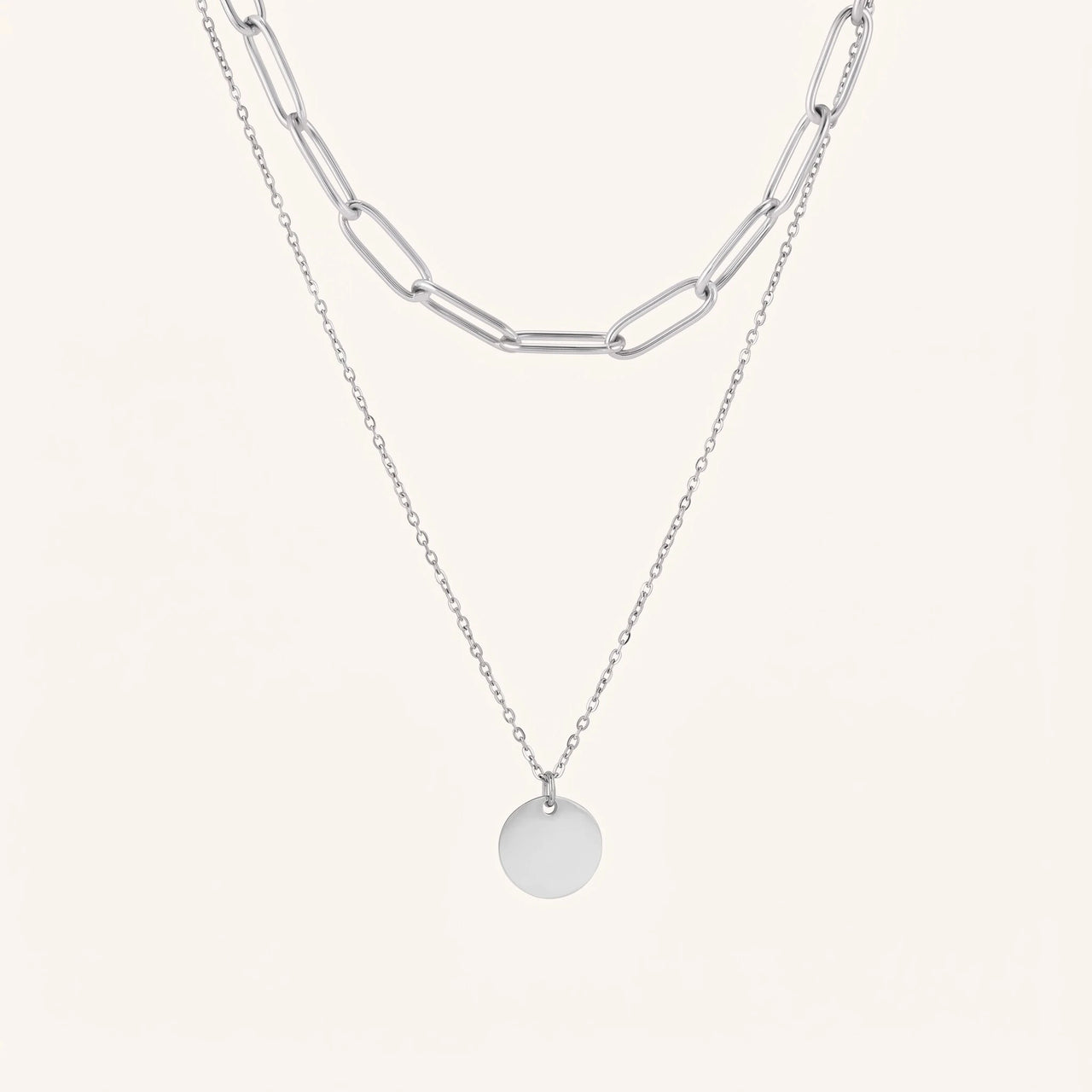 Collier double rang — photo produit sur fond blanc, argent | SKU: le-tendance-wg