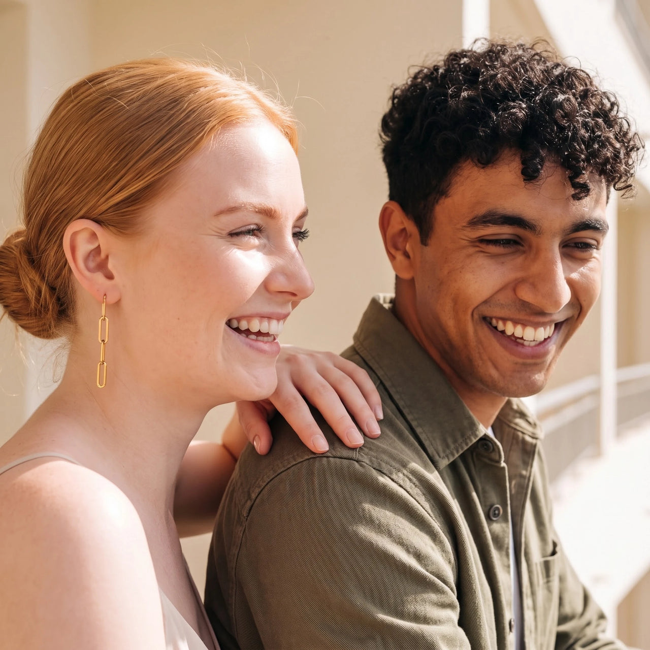 Boucles d'oreilles chaîne — photo en couple, or | SKU: lespendantes