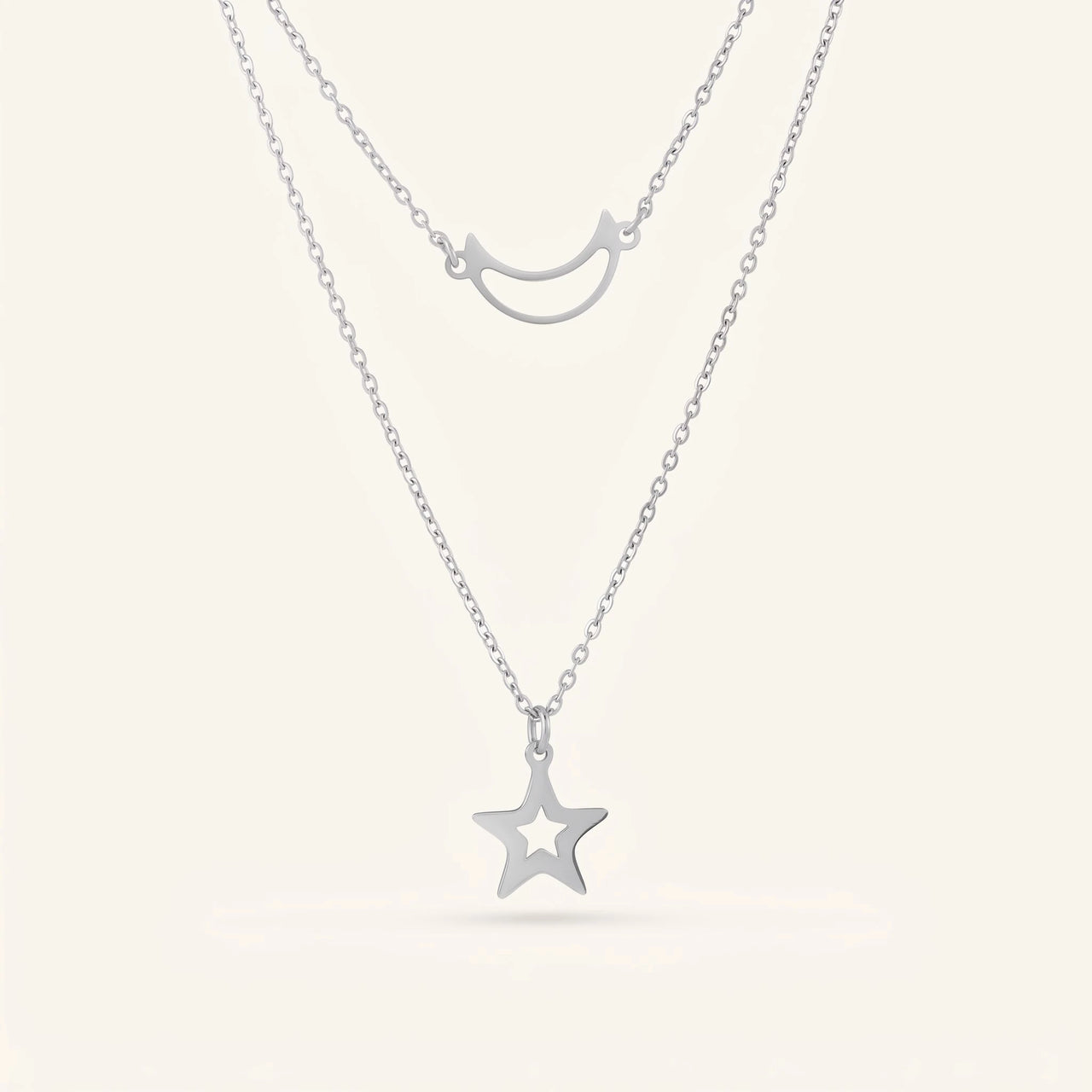 Collier lune — photo produit sur fond blanc, argent | SKU: letoile-wg