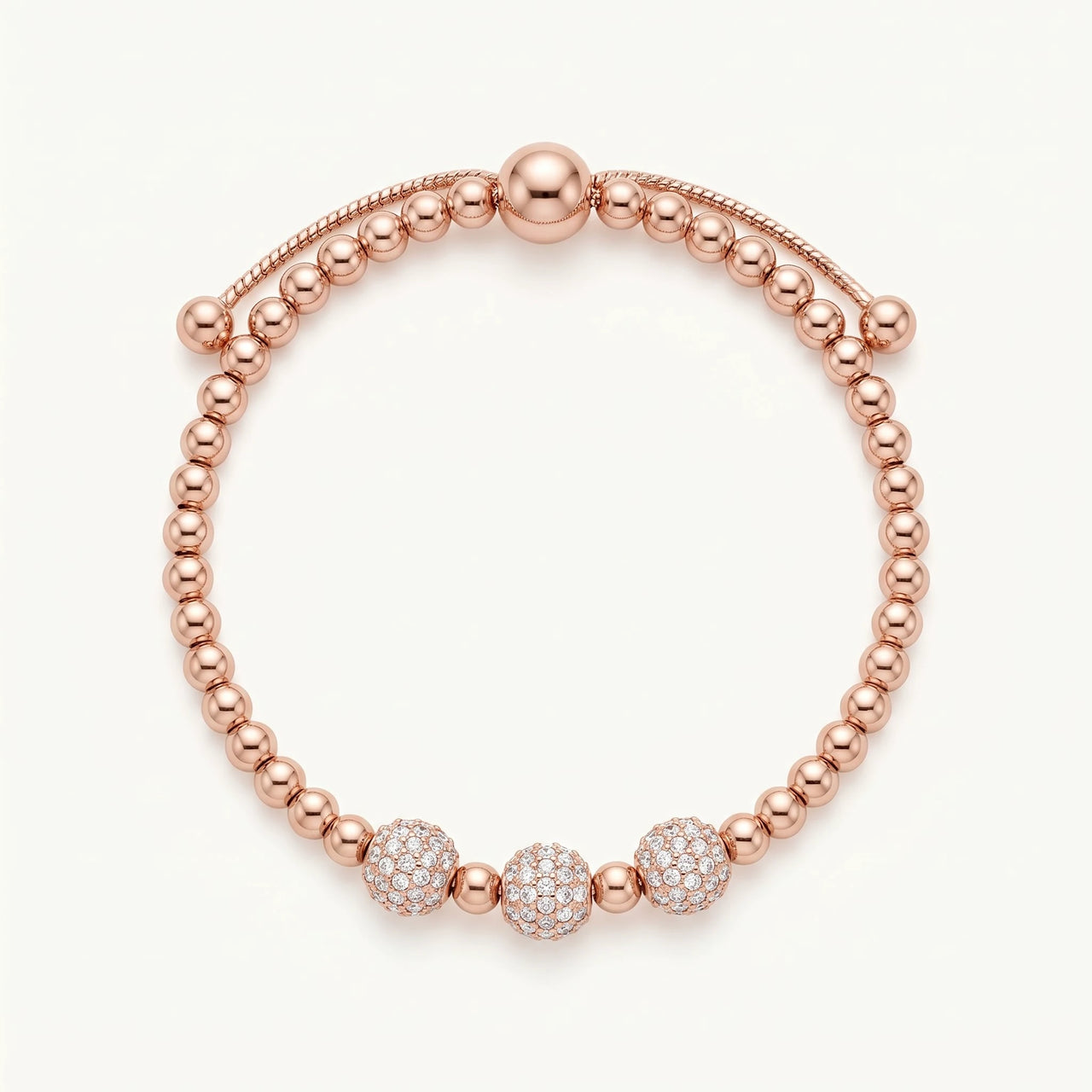 Bracelet boules — photo produit sur fond blanc, or rose | SKU: 25535342-rose-gold
