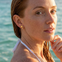 Thumbnail for Boucles d'oreilles palmier — photo portée dans l'eau, waterproof, or | SKU: 10287609-gold-color
