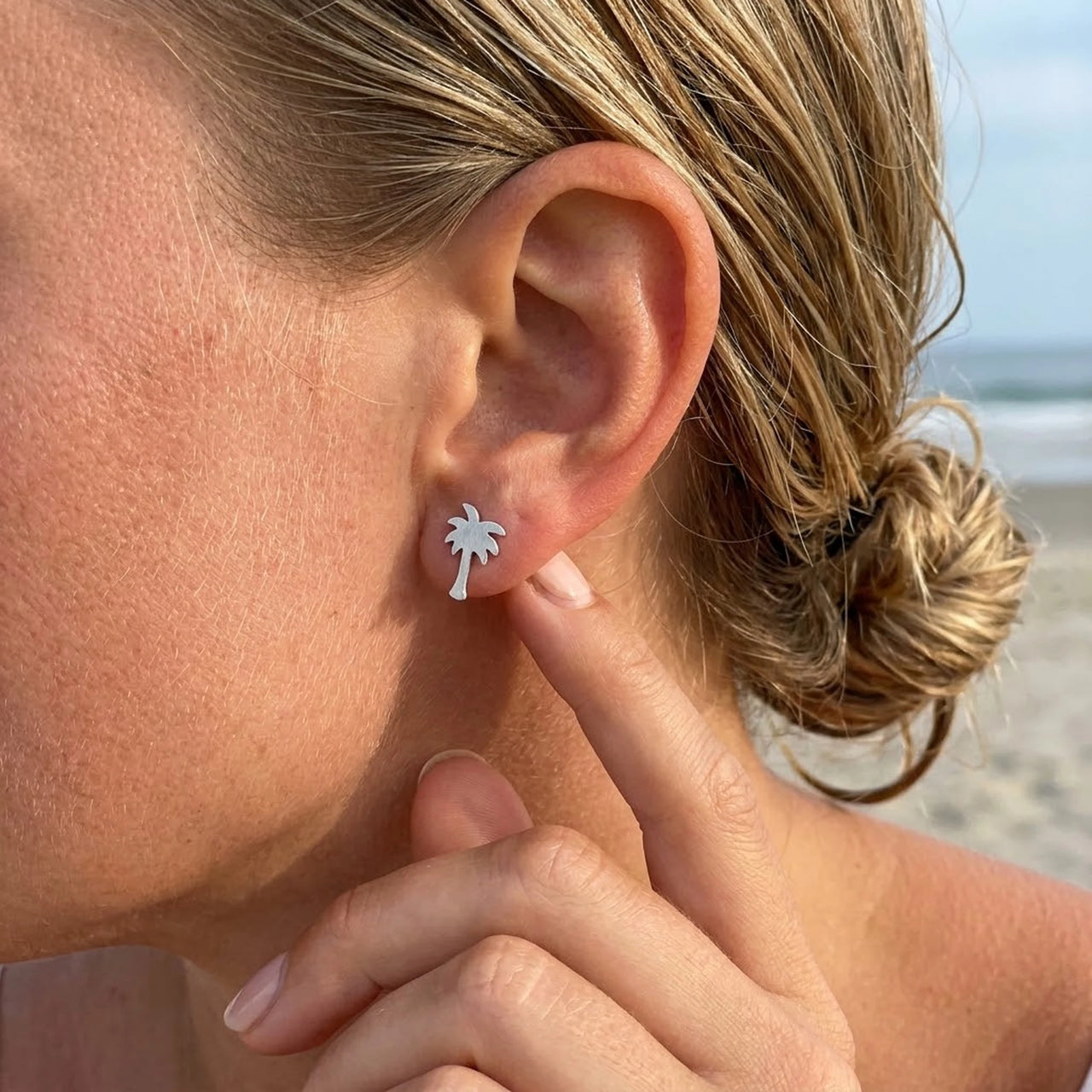 Bijoux plage — photo portée, taille réelle, argent | SKU: 10287609-silver-plated