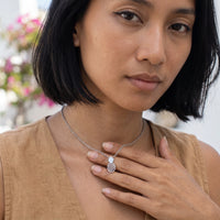 Thumbnail for Collier ananas — photo portée, geste du quotidien, argent | SKU: 8050907-white-gold