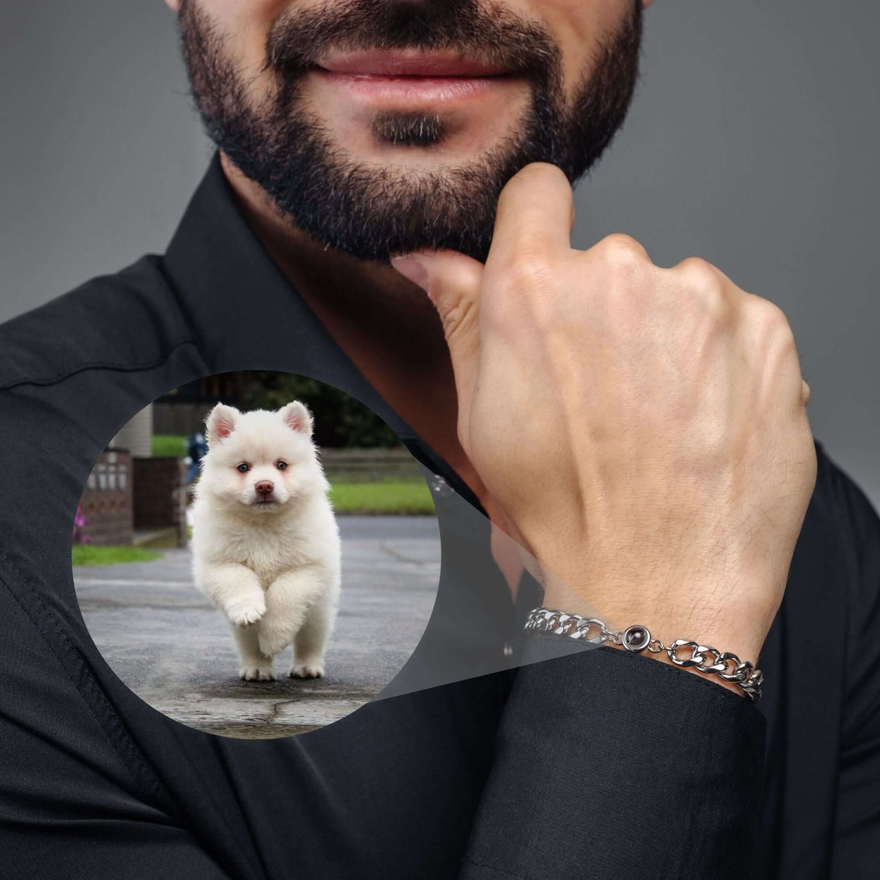 Bracelet Homme Personnalisé Avec Photo à L'intérieur - Bois Naturel Ajustable - Cadeau Pour Papa, Couple