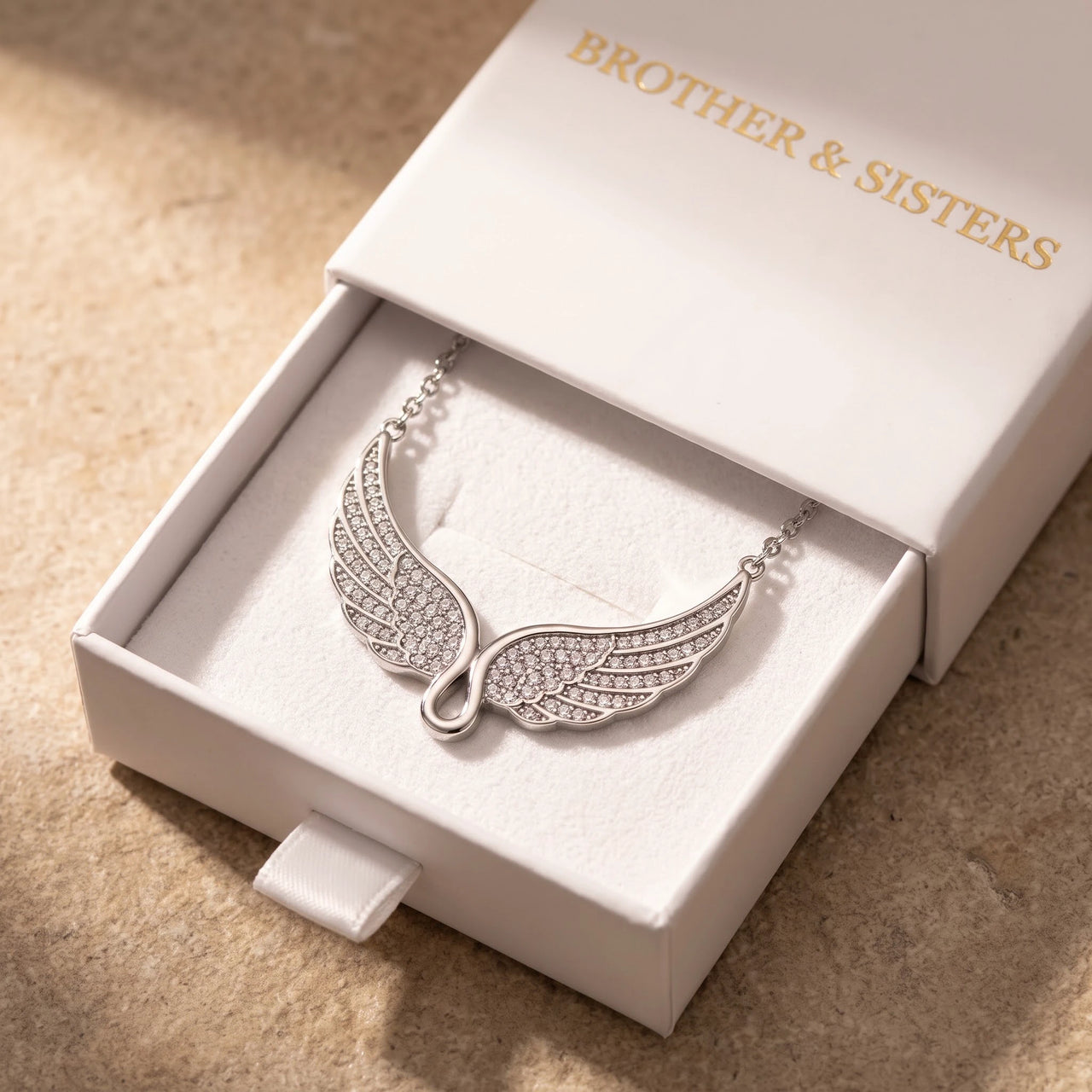 The silver necklace in the Brother & Sisters gift box | SKU: 42002-silver