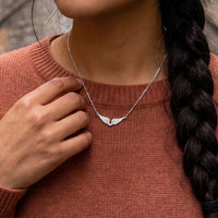 Thumbnail for The silver necklace worn, close-up | SKU: 42002-silver