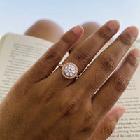 Thumbnail for Bague fiançailles or rose — photo portée, taille réelle, or rose | SKU: 101791-4.5-rose-gold