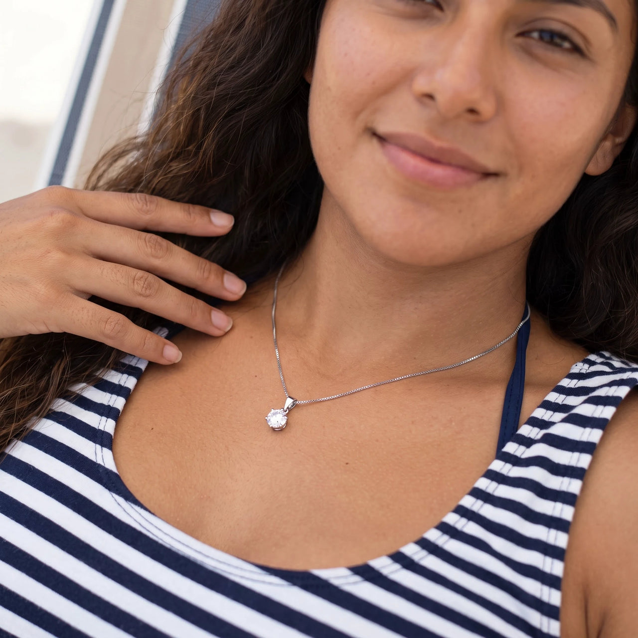 Pendentif zircon — photo portée, argent | SKU: 505665