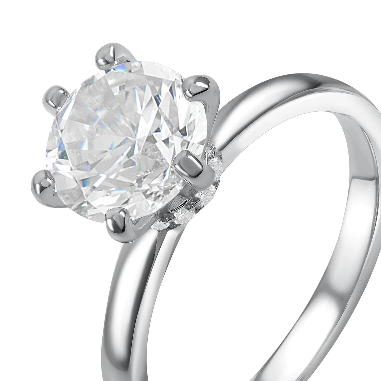 Bague solitaire — photo produit sur fond blanc, argent | SKU: 33759698-4.5-silver