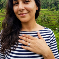 Thumbnail for Bague solitaire — photo portée en escapade, argent | SKU: 33759698-4.5-silver